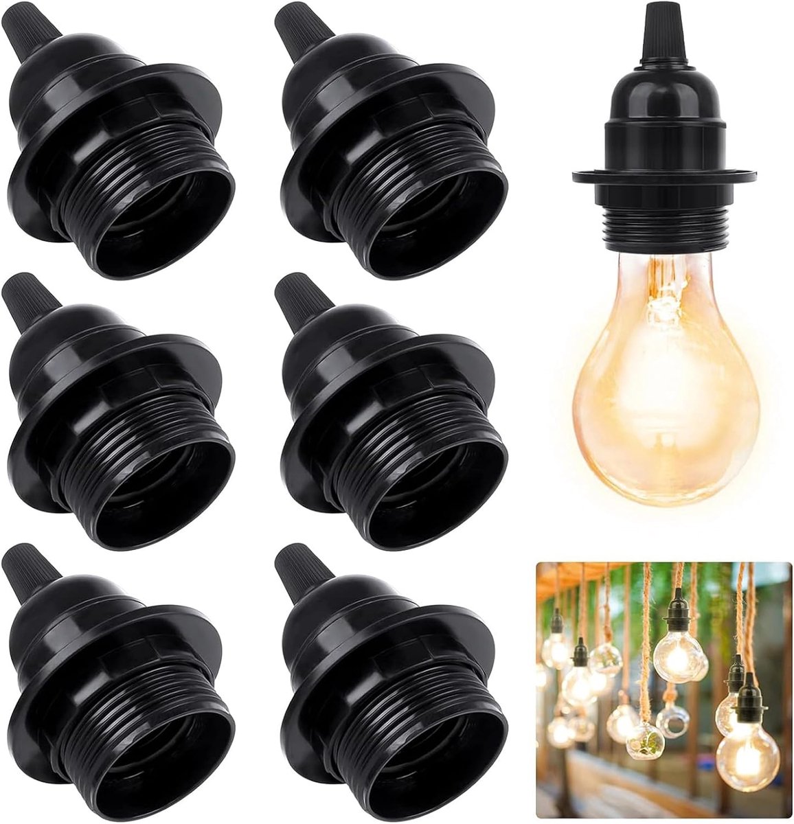 Lampfitting E27, fitting E27 lampfitting, renovatiefitting, bouwfitting, lampvoet, lampvoet adapter van bakeliet, met trekontlaster, voor tafellamp, staande lamp, plafondlamp (geen stroom)