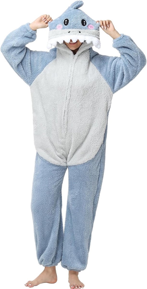 Kigurumi Pyjamapak voor volwassenen, uniseks, dierenkostuum, cosplay, avondkostuum, onesies, nachtkleding voor carnaval, Halloween, Kerstmis