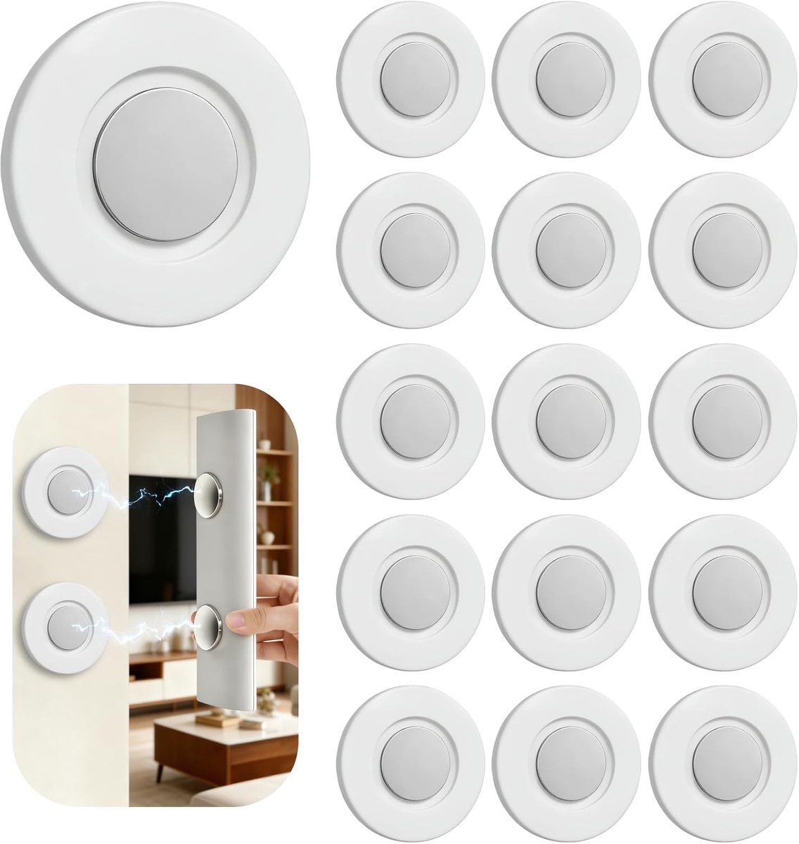 16 stuks afstandsbedieningshouders voor de muur, magnetische houder, afstandsbediening met supersterke magneethouder, zelfklevende magneethouder zonder boren, voor afstandsbediening van tv