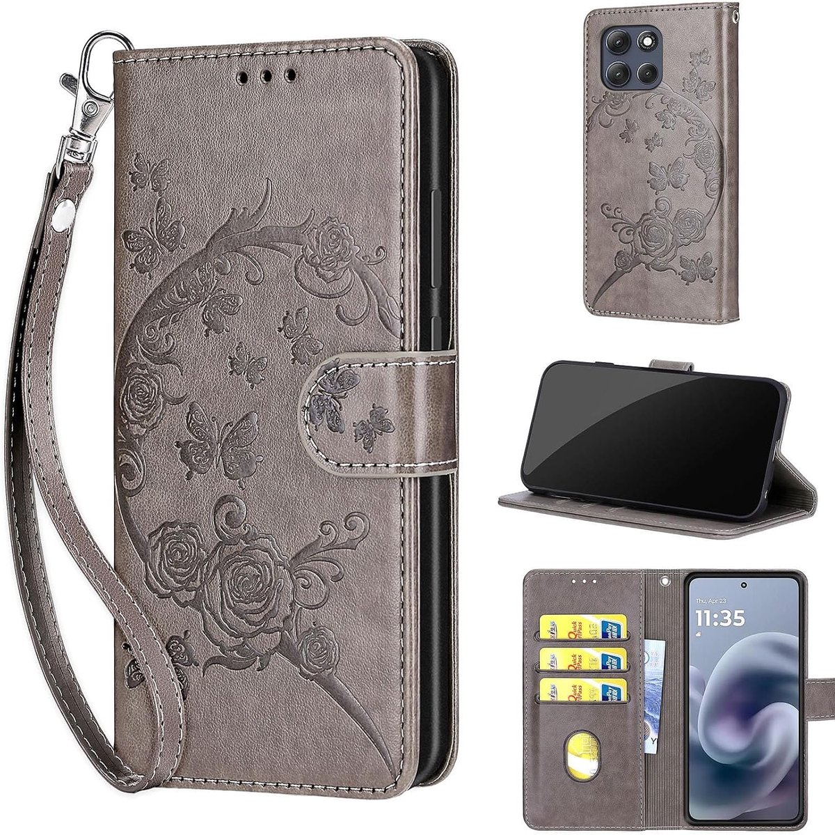Portemonnee Telefoonhoes voor Motorola Moto G86 Grijs