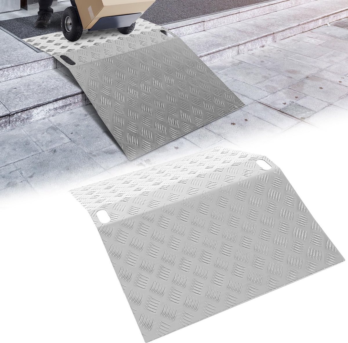 Helling aluminium helling belastbaarheid 270 kg rolstoelhelling antislip met handvat 100x70x10 cm hellingen