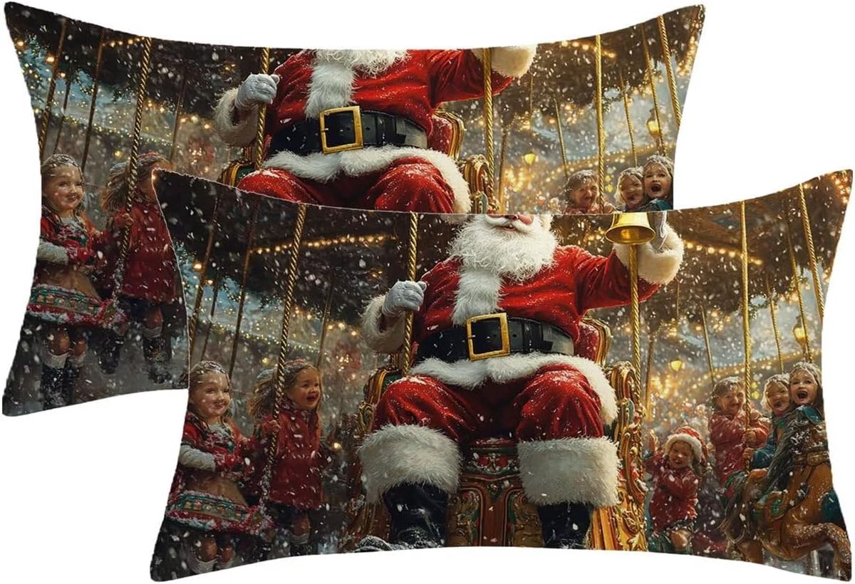 60 x 90 cm, 2 stuks, rood, kussensloop, Kerstmis, decoratief, kussensloop, dubbelzijdig, bedrukt, met onzichtbare ritssluiting, voor buiten, waterdicht, wasbaar, fluwelen materiaal, -911p