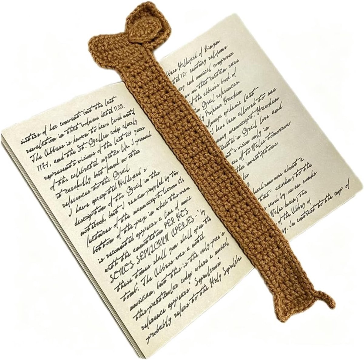 1 x bladwijzer voor teckel, personaliseerbaar, modellering na een bruine teckel, handgebreid, voor boekenliefhebbers