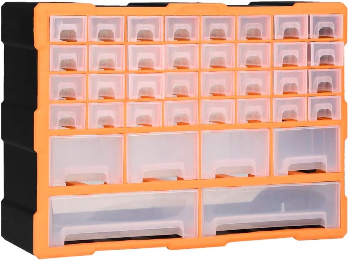 Sorteerdoos met 38 laden, gereedschapsmagazijn voor kleine onderdelen, 52 x 16 x 37,5 cm, schroefbox voor werkplaats en garage