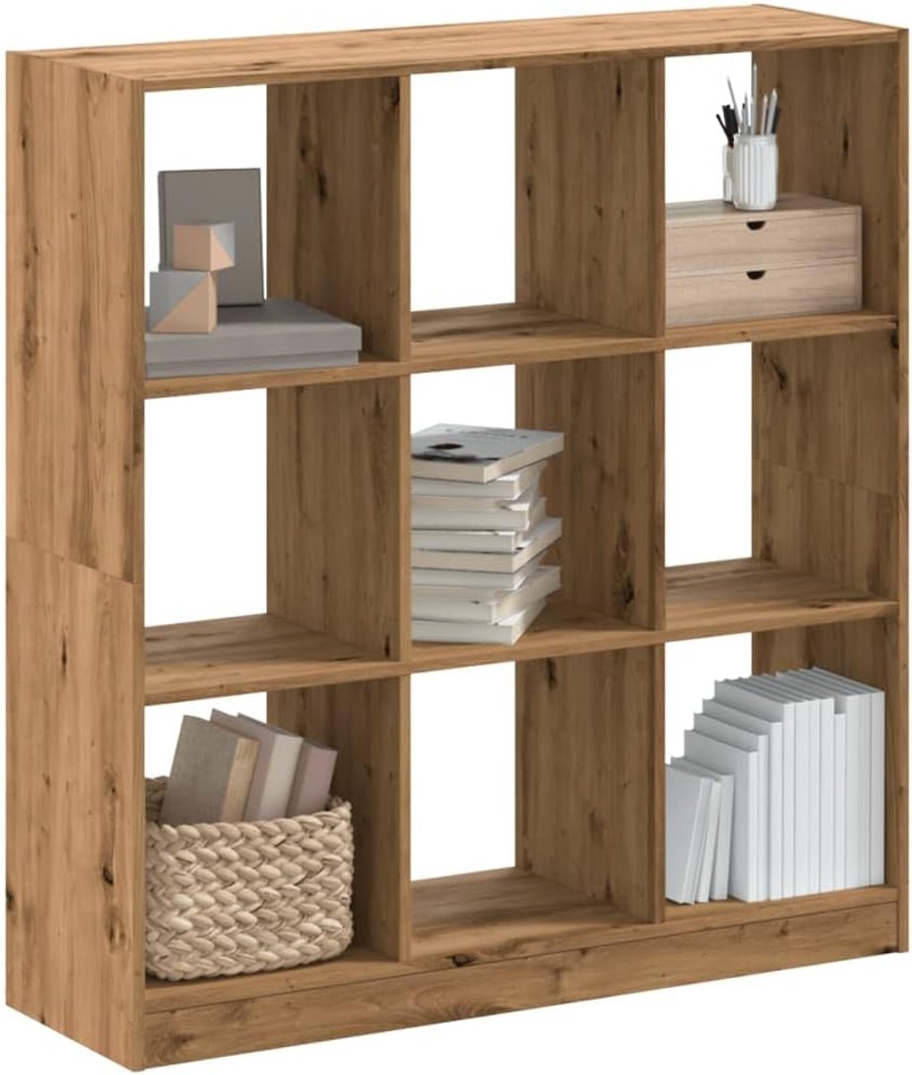 Boekenkast Artisan eiken 102x32x108 cm houtmateriaal met 9 vakken
