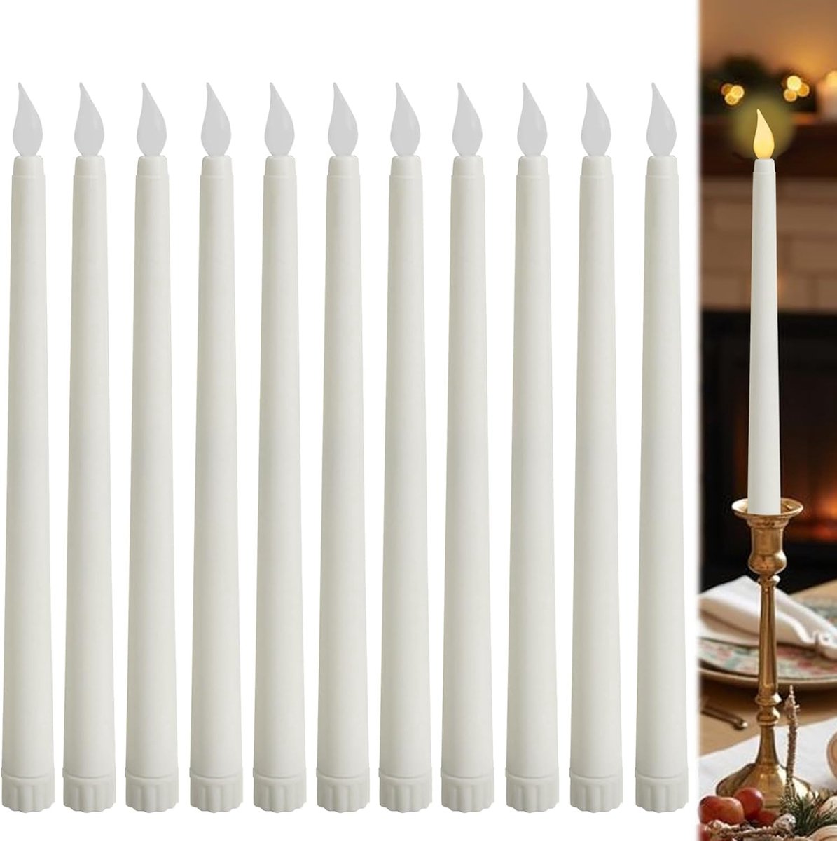 12 stuks, led-kaarsen, flikkerende vlam, wit, nep, elektrische kaars, decoratief, voor Pasen, verjaardag, verjaardagsfeest, bruiloft