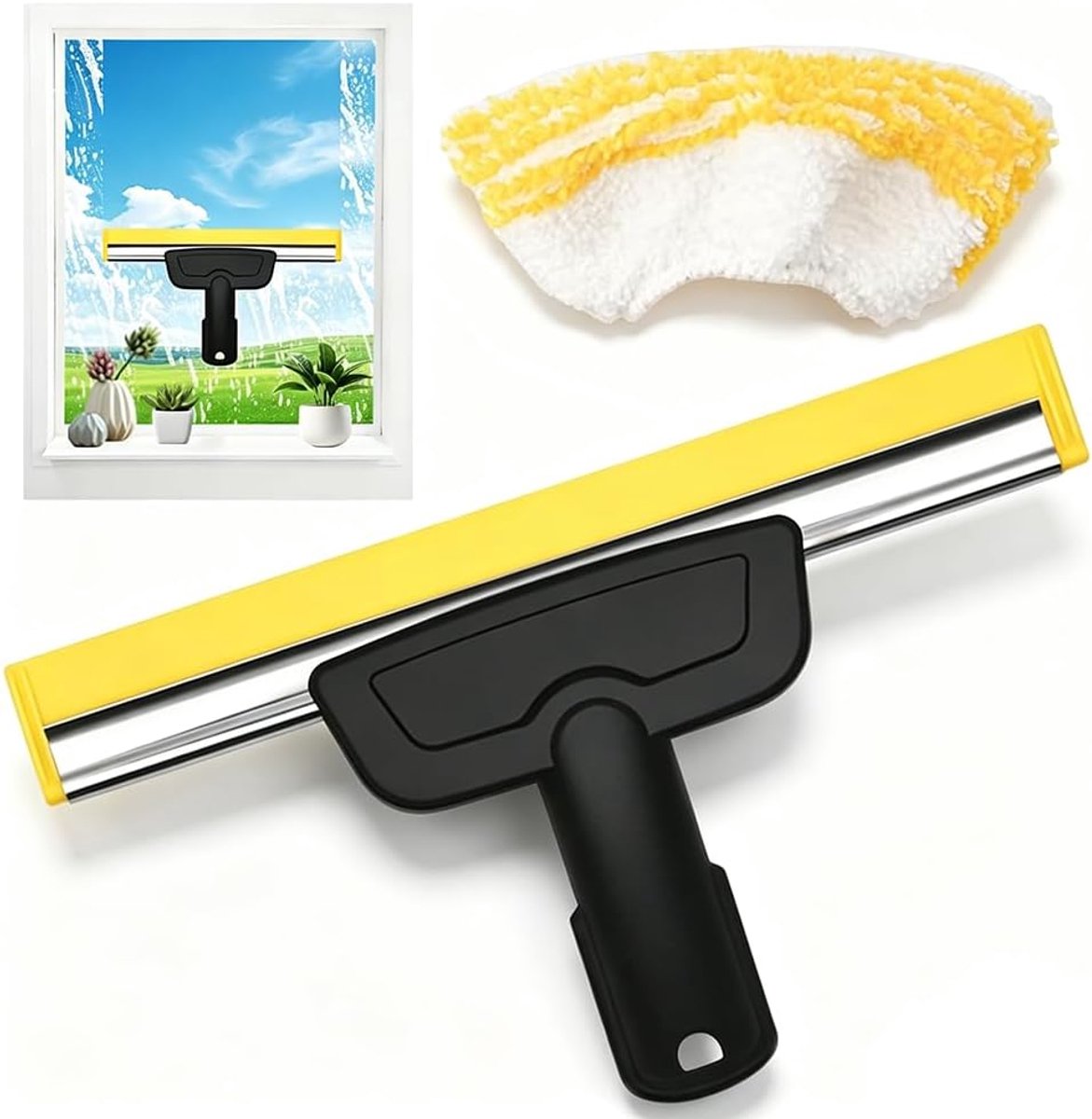 Raammondstuk voor Kärcher stoomreiniger met microvezeldoek, stoomreiniger, accessoires voor Kärcher SC1/SC2/SC3/SC4/SC5/SC7/CTK10/20 voor streepvrije reiniging van glas, ramen en spiegels