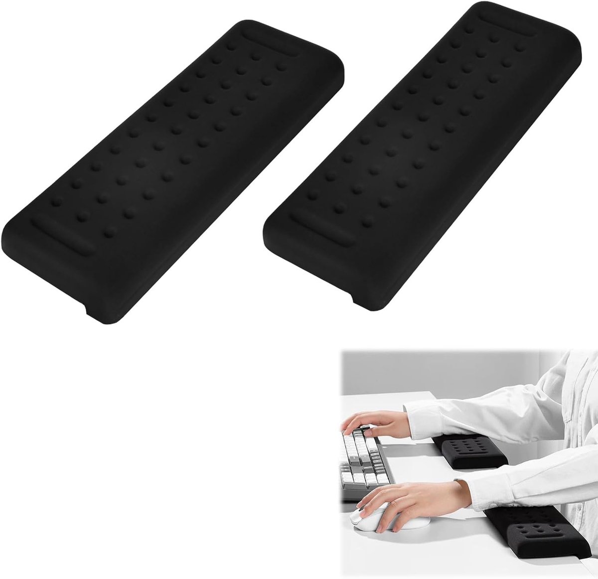 2 stuks L-vormige bureau EdgeRest, ergonomische palmsteunset, palmsteun, toetsenbord met antislip basis, armsteun, bureau voor tafel of bureau (30 x 10 cm)