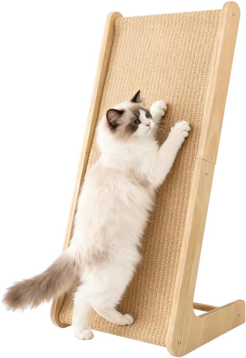 Krabpaal voor katten, 72 cm krabpaal voor katten, L-vorm, 75° sisal krabpalen voor binnenkatten, krabpaal van sisal in de vorm van een binnenkat, meubelbescherming