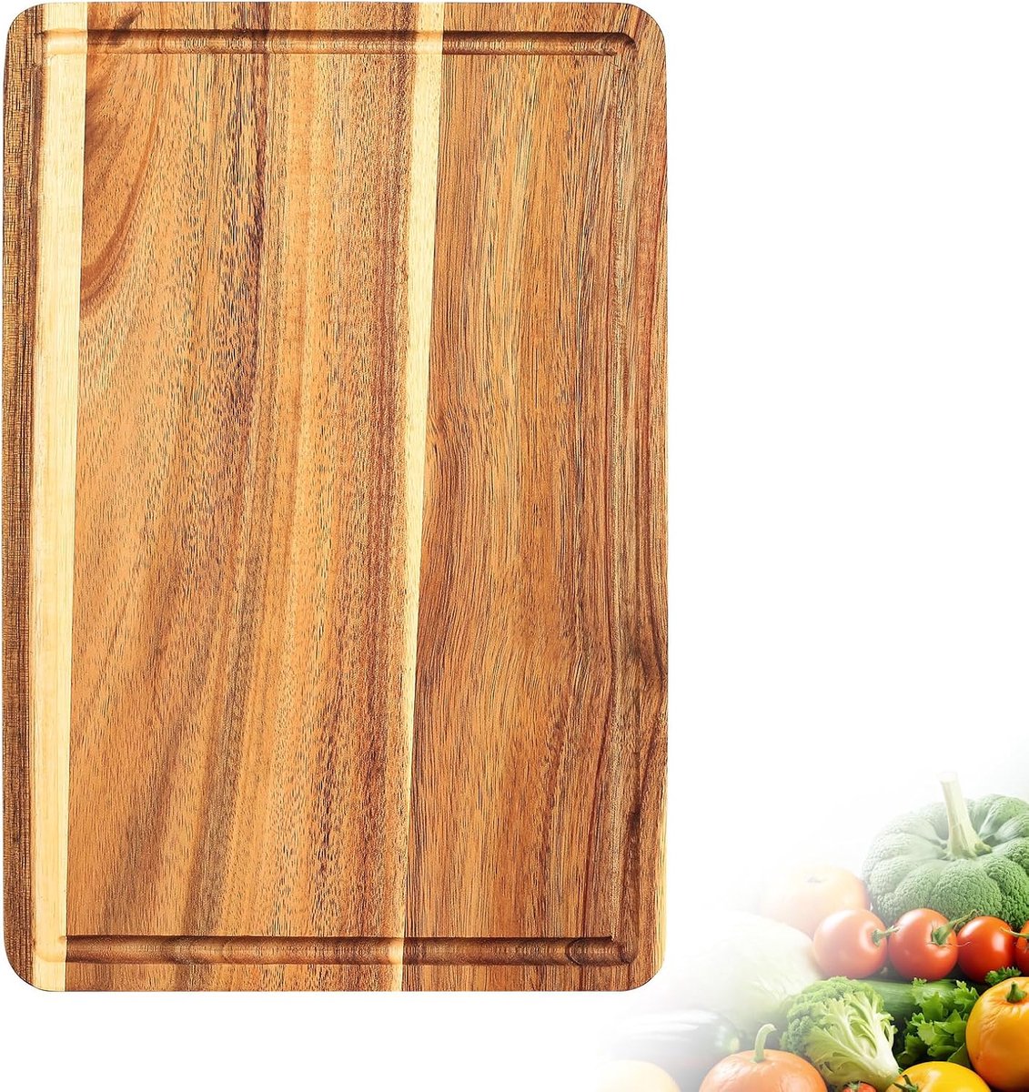 Snijplanken voor keukens, houtsnijplanken voor keuken, houtsnijplankenset, serveerplanken voor brood, groente, vleessnijplanken (29,5 x 19,6 x 1,5 cm)