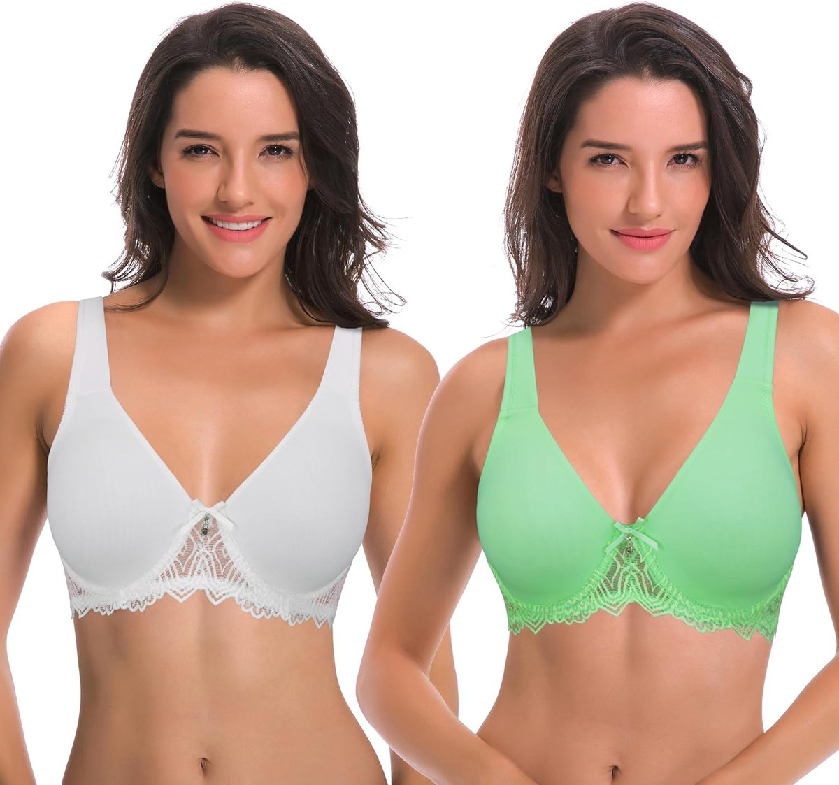 Muse Dames Ongevoerde Kanten Beugelbeha met Brede Bandjes-x2