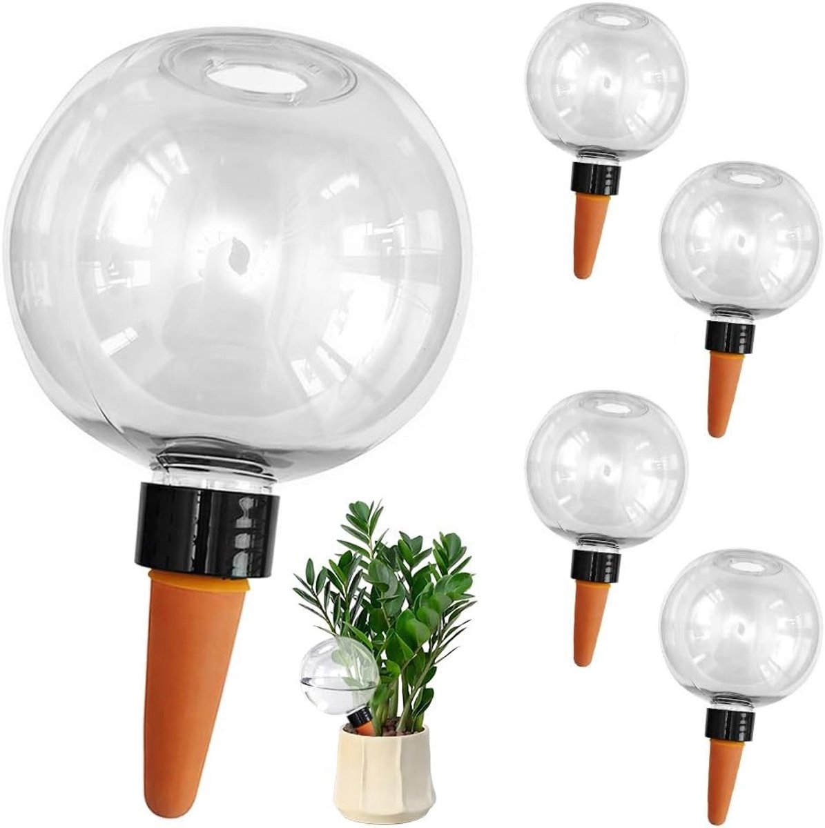 Zelfwatergevende Irrigatieballen voor Planten - 4 Stuks - Automatische Waterdispenser voor Binnen, Balkon en Tuin - Transparant en Handig voor Plantenzorg
