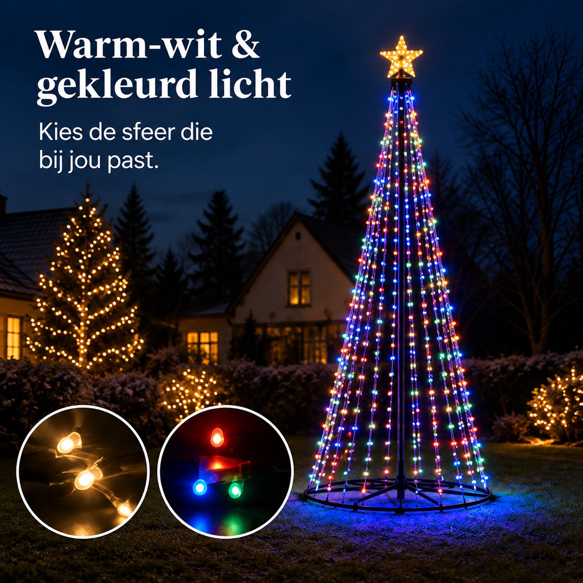 XXL led-kerstboom - Kerstboom - 2.3Meter - voor buiten - Warm-wit & gekleurd licht – foto 2