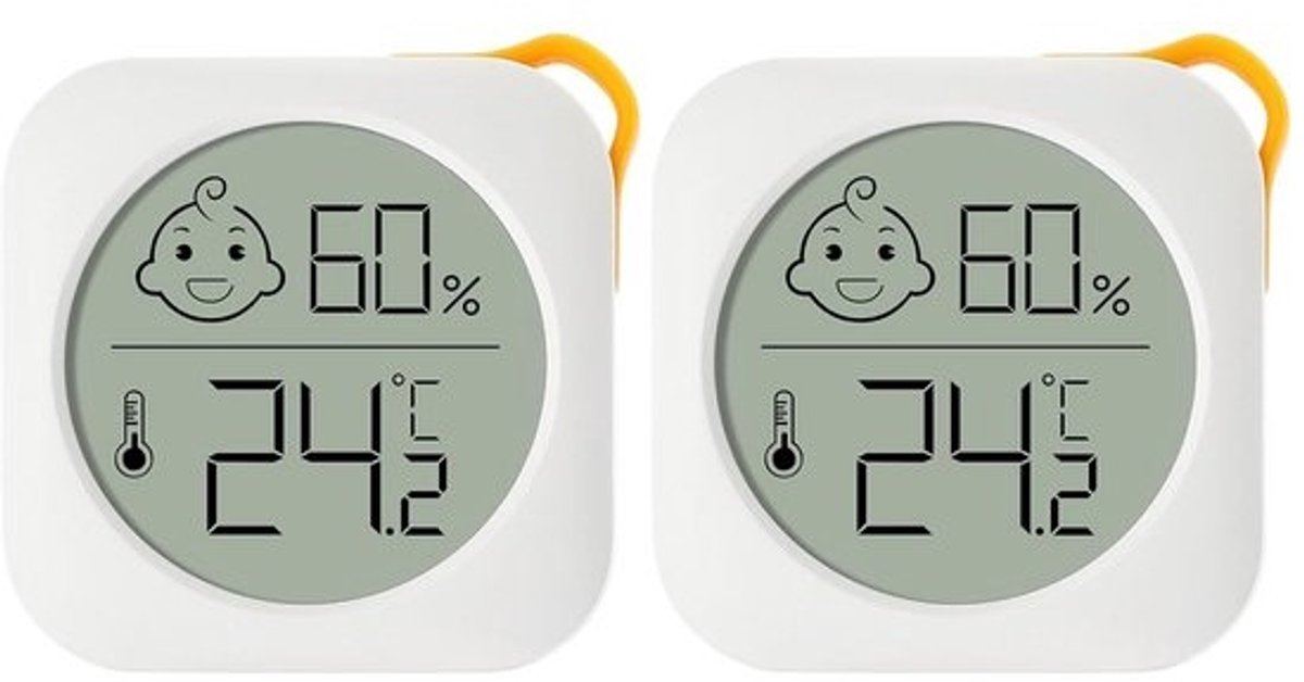 2x Digitale Mini Thermo-Hygrometer voor Binnenklimaat Met Smiley Indicator