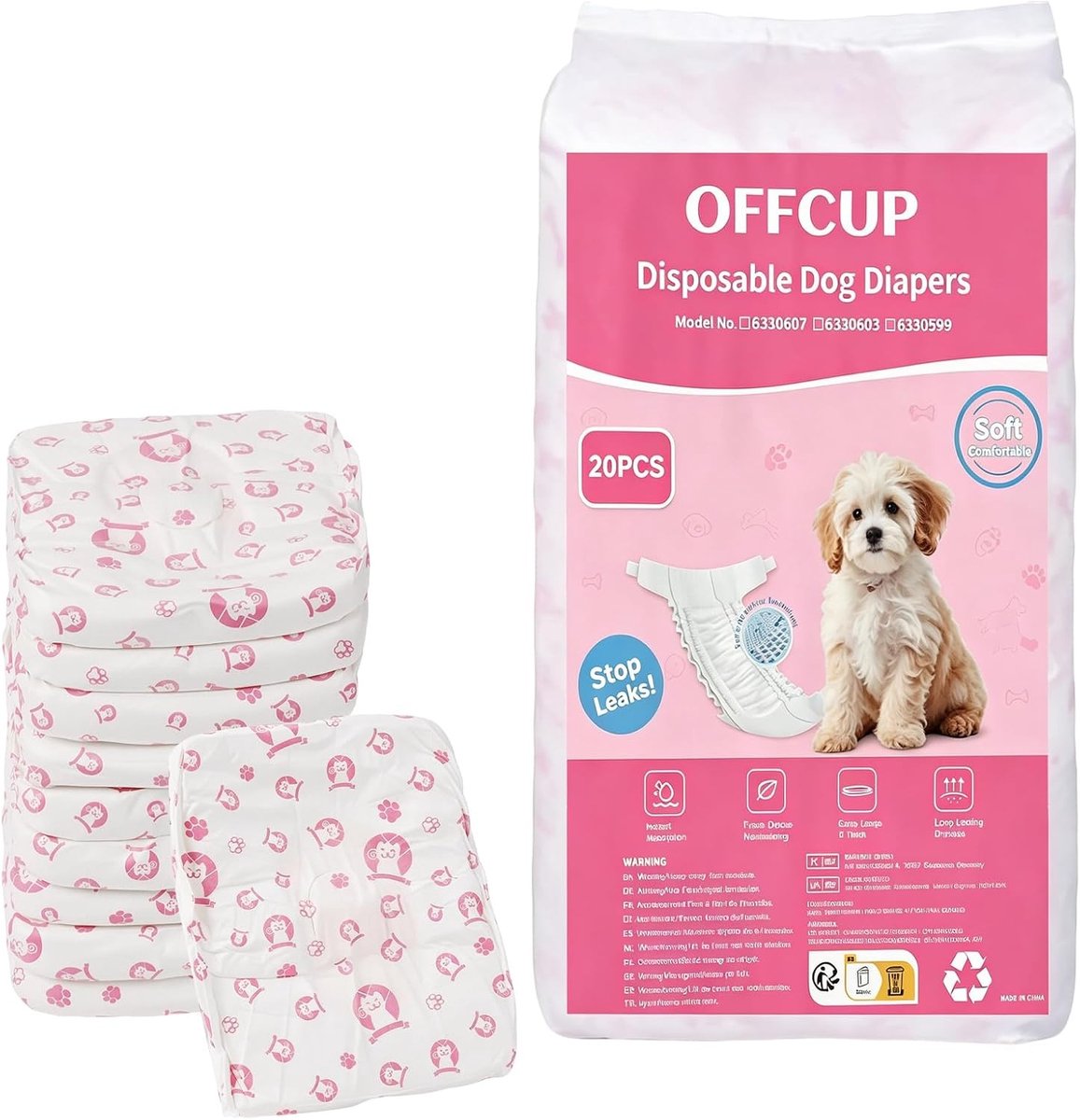 Wegwerpluiers voor Vrouwelijke Honden - 20 Stuks, Superabsorberend, Lekvrij en Hygiënisch voor Incontinentie en Loopse Teven
