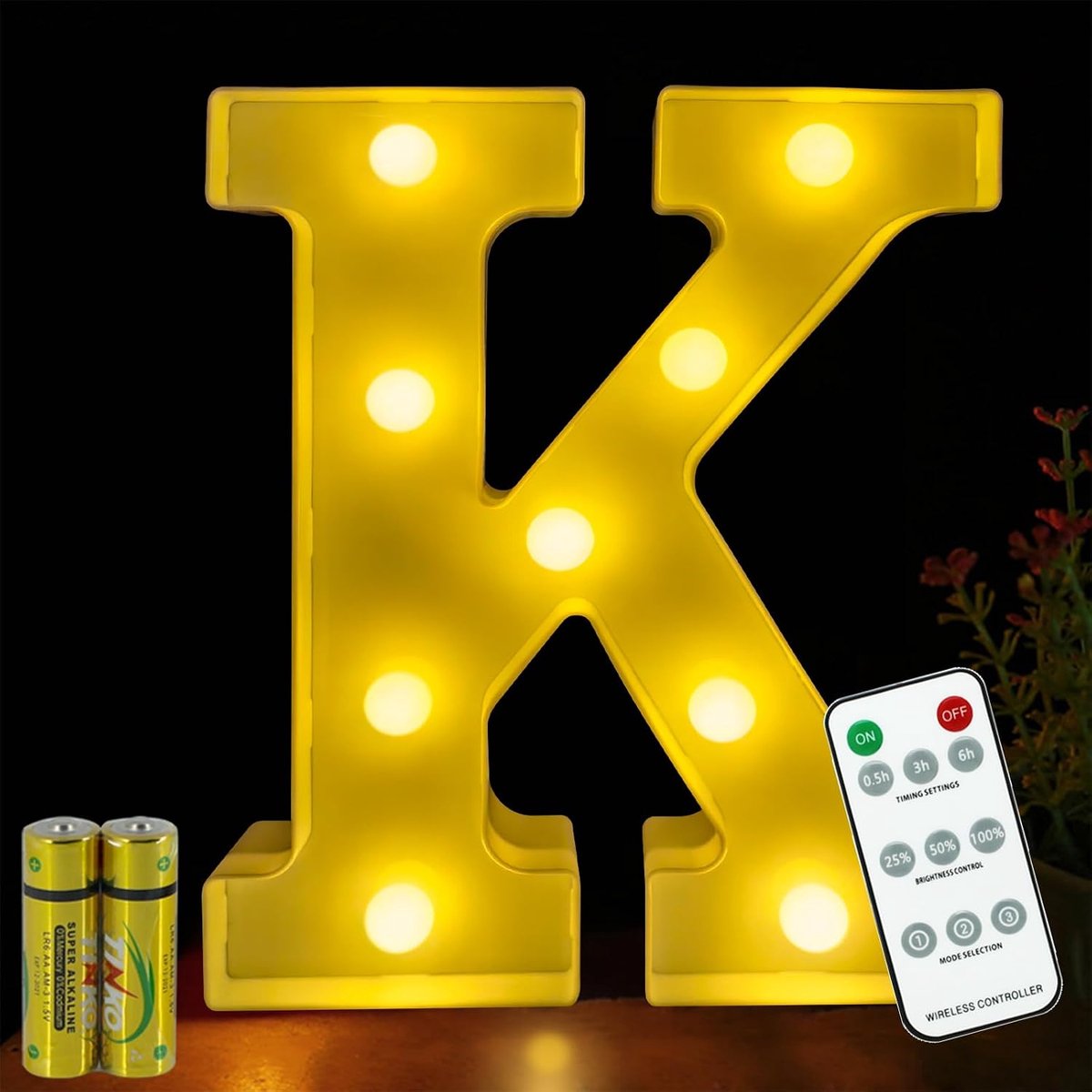 letterlamp, afstandsbediening, alfabetlamp, led, letterverlichting, letterlamp, verlichte letters, nachtverlichting, decoratie voor verjaardagsfeestje, bruiloft (K)