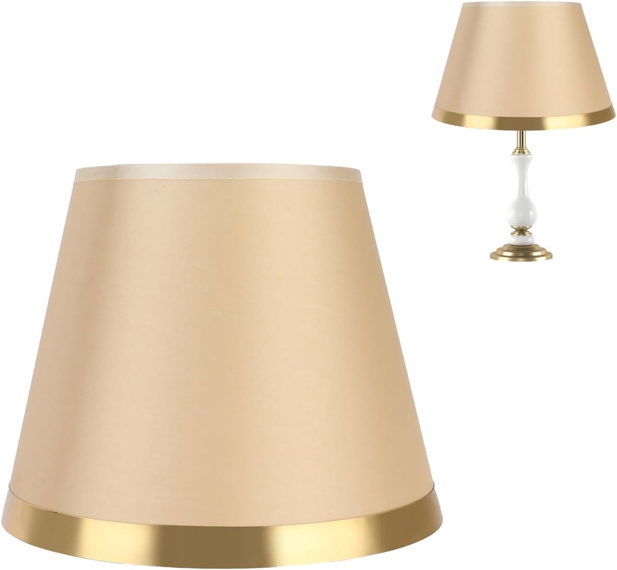 E27 Stoflampenkap, Europese Stijl Eenvoudige Lampenkap Slijtvaste Decoratie Lampenafdekking voor Tafellamp Staande Lampen (Goud)