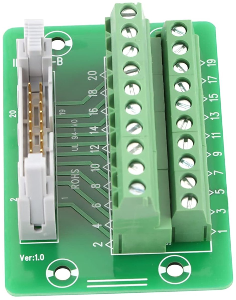 20-pins klemmenblok breakout board voor PLC-interface met beugel, geschikt voor DIN-railmontage in automatisering en controle systemen