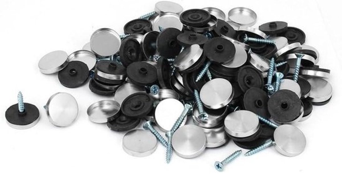 Decoratieve Schroeven - Spiegel Bevestiging - Meubels Afwerken - Ronde Kap - 22 mm Dop - Zilver Zwart