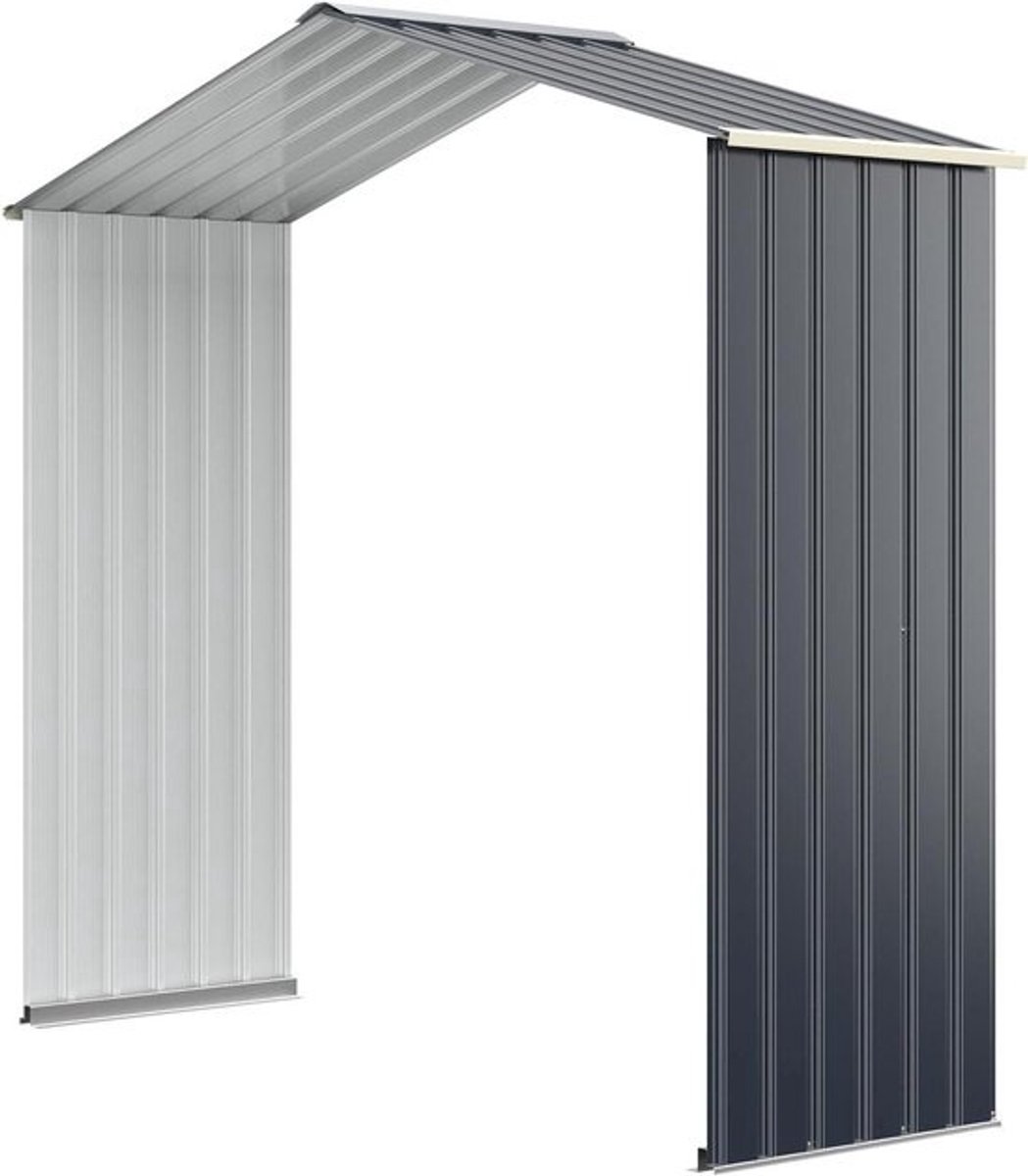 Metalen gereedschapsschuur - Tuinhuis schuifdeur - Opbergen tuinmateriaal - Zadeldak ventilatie - 213 x 127 x 195 cm - Grijs