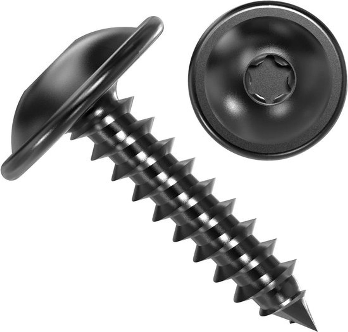 Torx Plaatschroeven - Metaalschroeven Zwart - Bevestigen in Metaal - Geïntegreerde Ring - 4.2 x 25 mm - Zwart