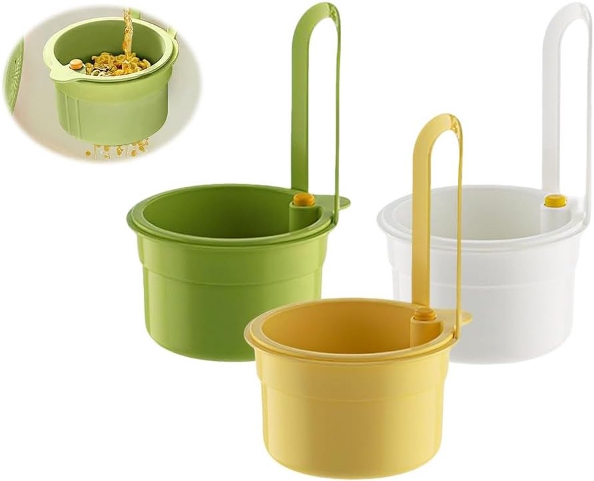 Set van 3 afneembare siliconen zeefjes voor gootsteen, ideaal voor fruit en groenten, hangend aan de kraan, in 3 kleuren