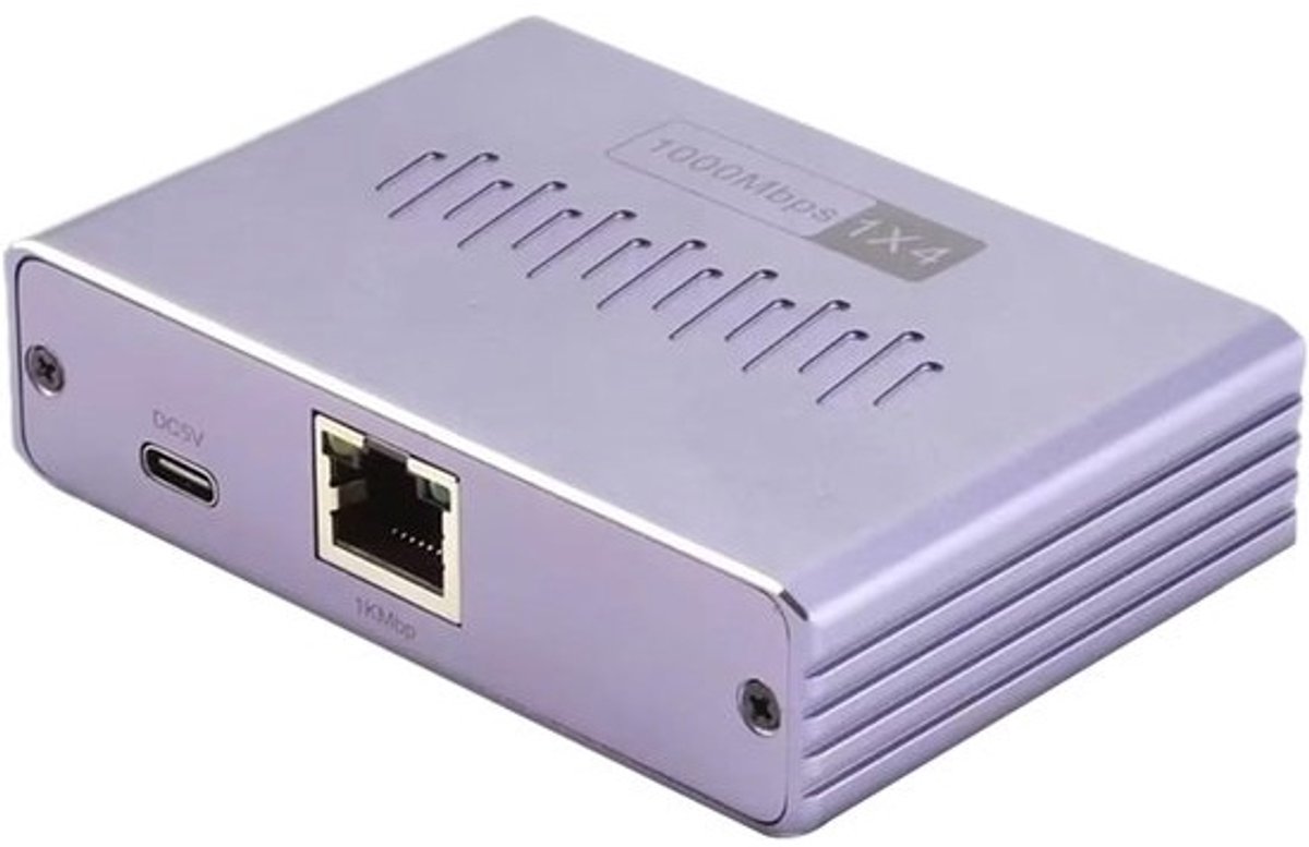 Ethernet Splitter - Netwerk Hub - Internet Delen - 1 naar 4 Poorten - 14 x 8 x 3 cm