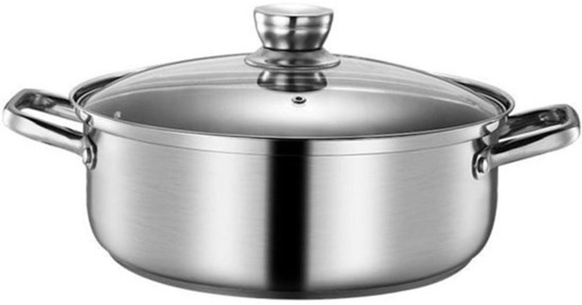 Hotpot Pan - Soeppan Dubbel - Gezellig Eten - Verdeeld Roosterontwerp - 28 cm - Zilver