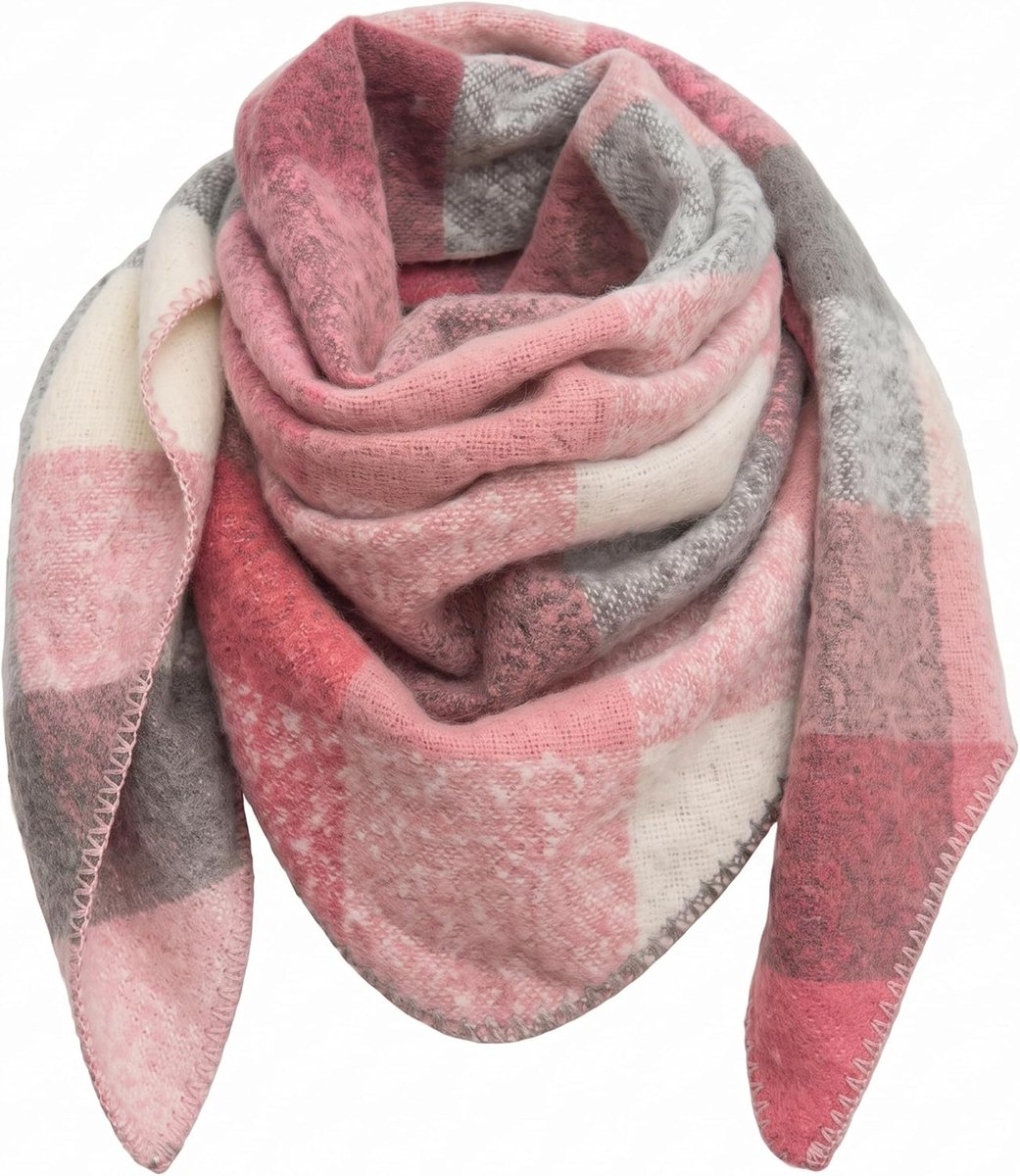 oversized mesh driehoekige wintersjaal met kleurrijke ruitjes, warme en zachte driehoekige ruitjes, lichtgewicht gebreide sjaal, dames - en meisjessjaal 198 x 150 cm