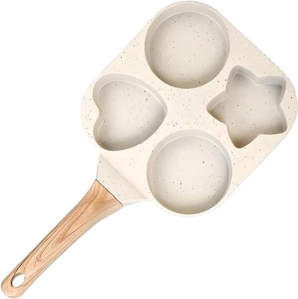 Eierpan - Pannenkoekenpan - Ontbijt Bereiden - Vier Vormen - 4 Kopjes - Crèmekleurig