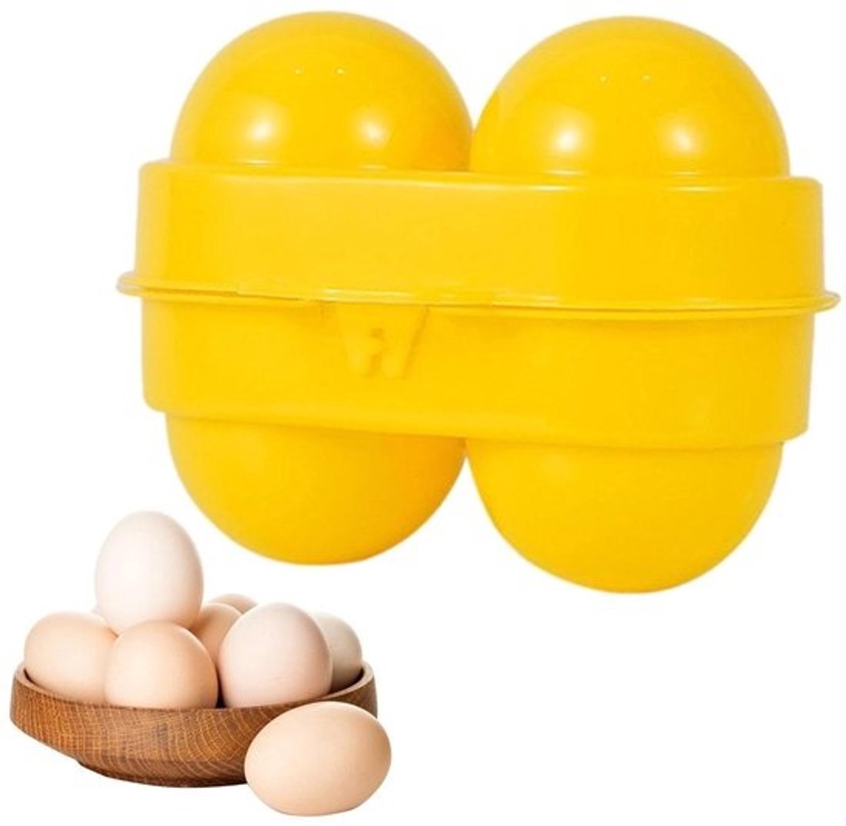 Eierhouder Camping - Eierbox Reizen - Eieren Vervoeren - Schokbestendige Bescherming - Voor 2 Eieren - Geel