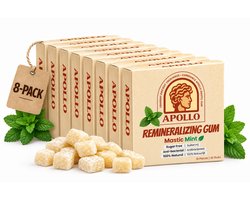 Apollo Kauwgom - 100% Natuurlijk - Plasticvrij - Whitening Effect - Sterk Glazuur - Frisse Adem - Mastic Mint - met Xylitol - 144 stuks (8-Pack)