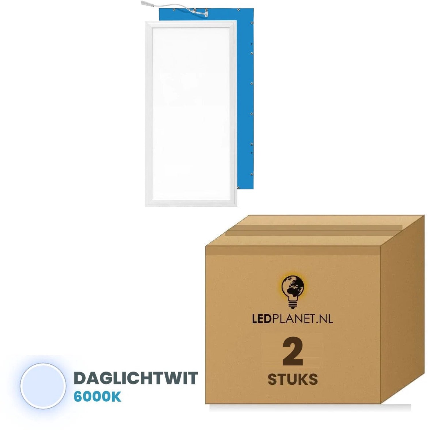 Tsong LED paneel 30x60 cm Edge-lit - set van 2 - 24W - Daglichtwit 6000K - 2880 lm - CRI80 - 230V