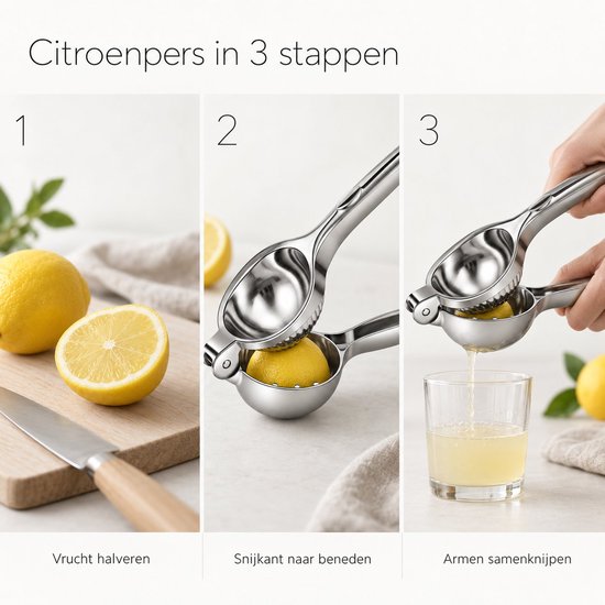 Sybra Citruspers - Citroenpers - Limoenpers - Sinaasappel juicer - Handmatige Fruitpers - Metaal van Sybra — afbeelding 4