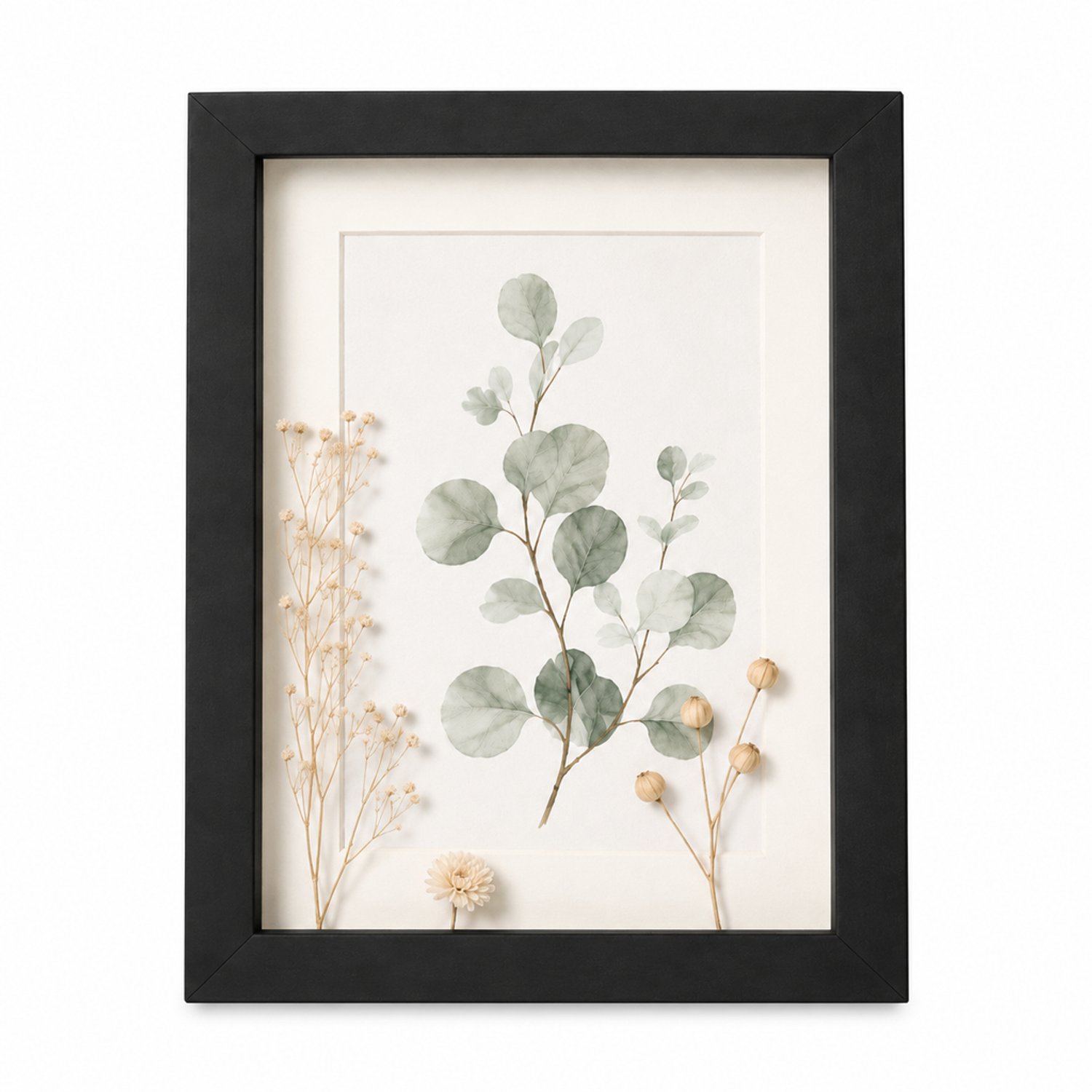 SWGOTA Zwarte MDF-fotolijst 8 x 10 inch (20,3 x 25,4 cm) met 2 cm diepe binnenruimte, glas en decoratieve afbeelding