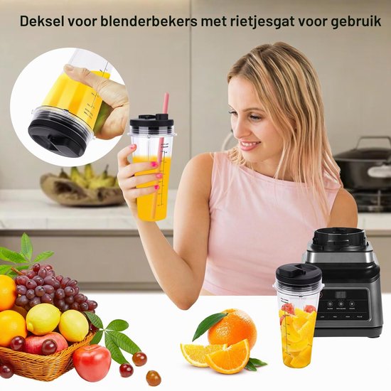 Blenderbekers met deksel - 2 stuks - 24 oz - BPA-vrij — afbeelding 5