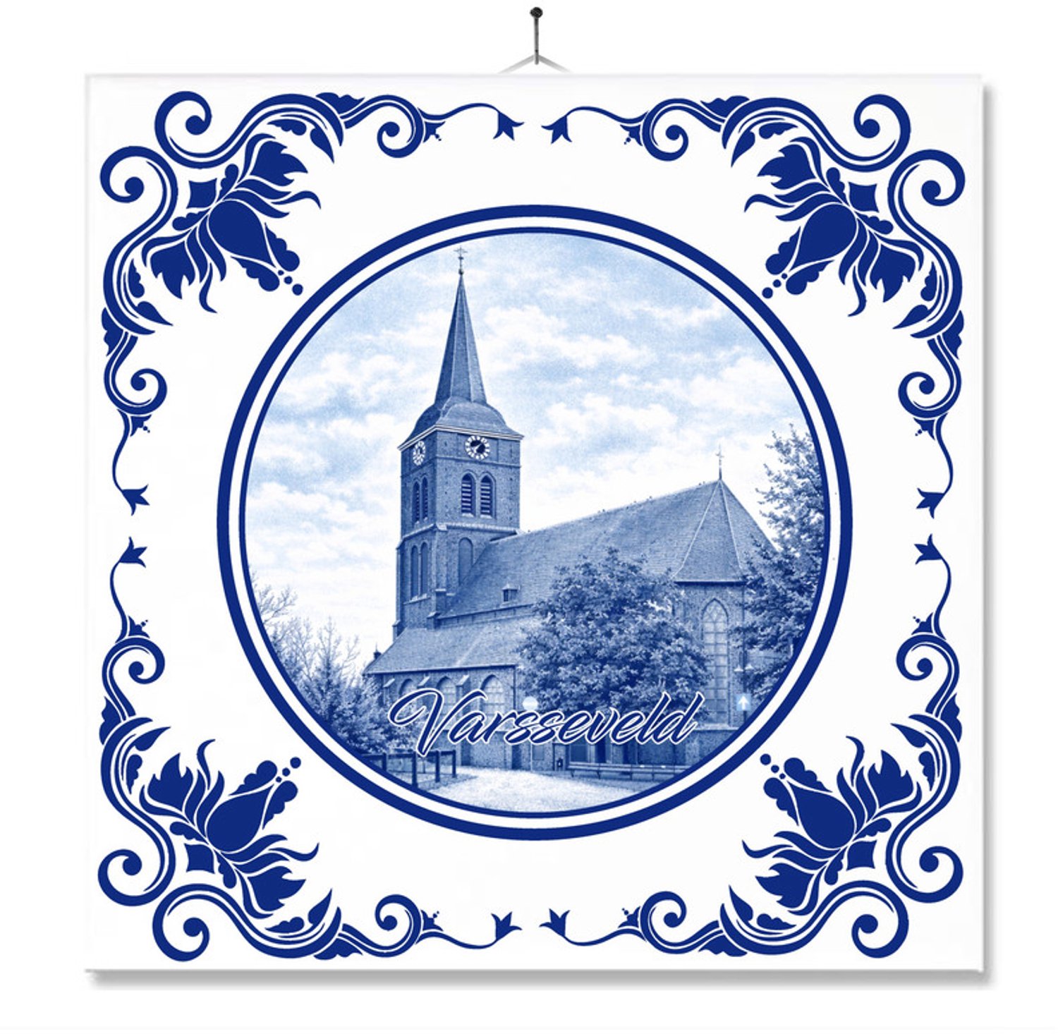 MC Living Tegel Met Opdruk | Varsseveld | Delft Blauw | Cadeau | Inclusief Geschenkdoos | Standaard | Ophangsysteem Ontwerp 4