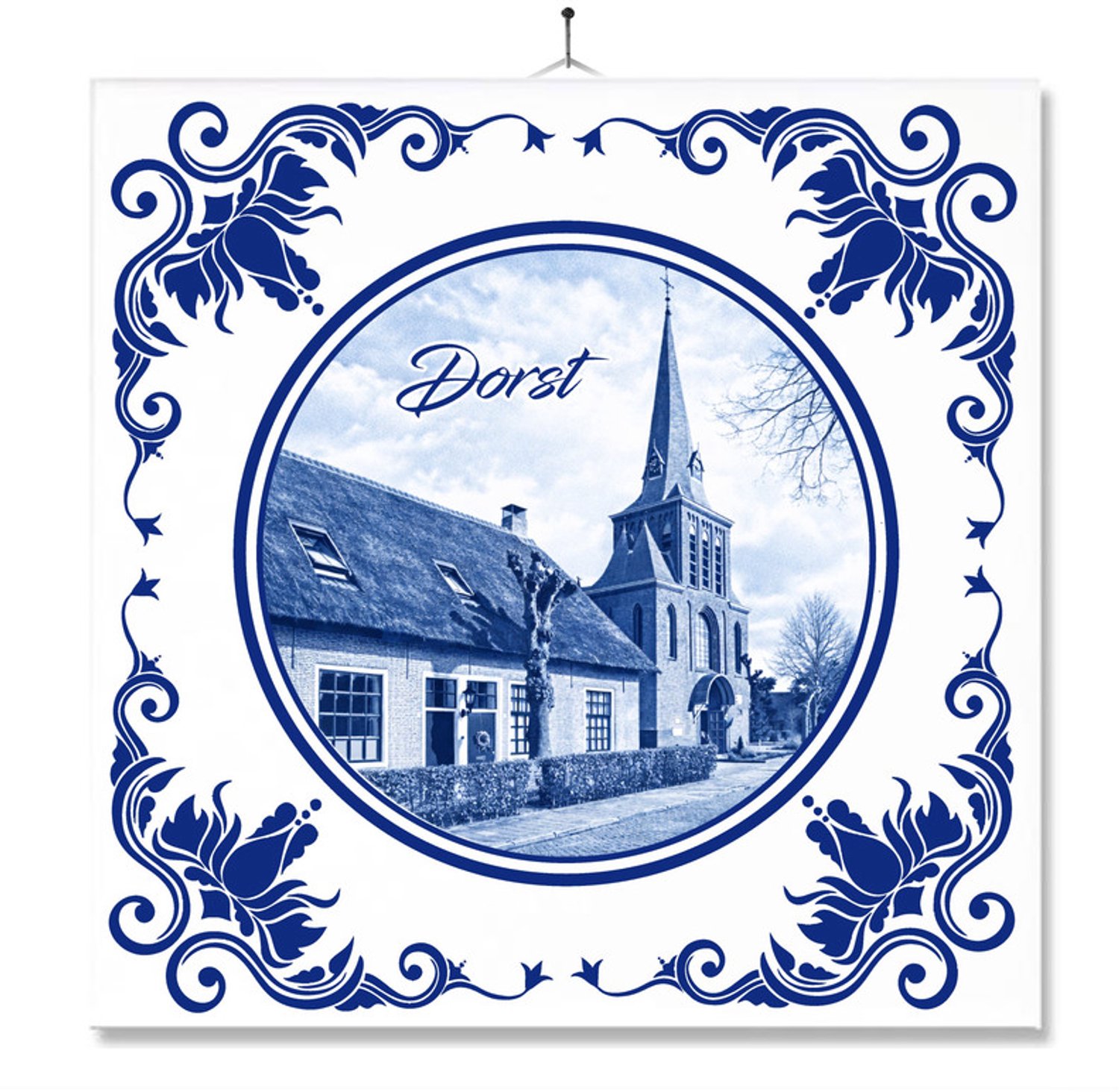 MC Living Tegel Met Opdruk | Dorst | Delft Blauw | Cadeau | Inclusief Geschenkdoos | Standaard | Ophangsysteem Multi-Color