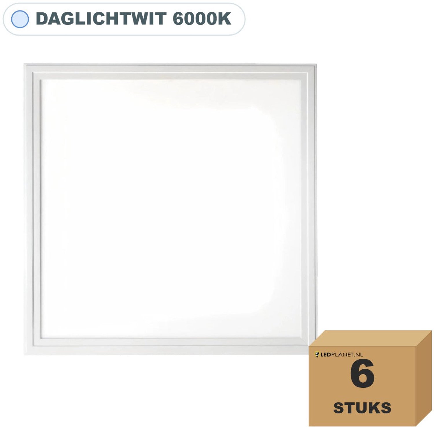 Tsong LED paneel 62x62 cm 11mm - 6 stuks - 40W - Daglichtwit 6000K - 4800 lm - UGR