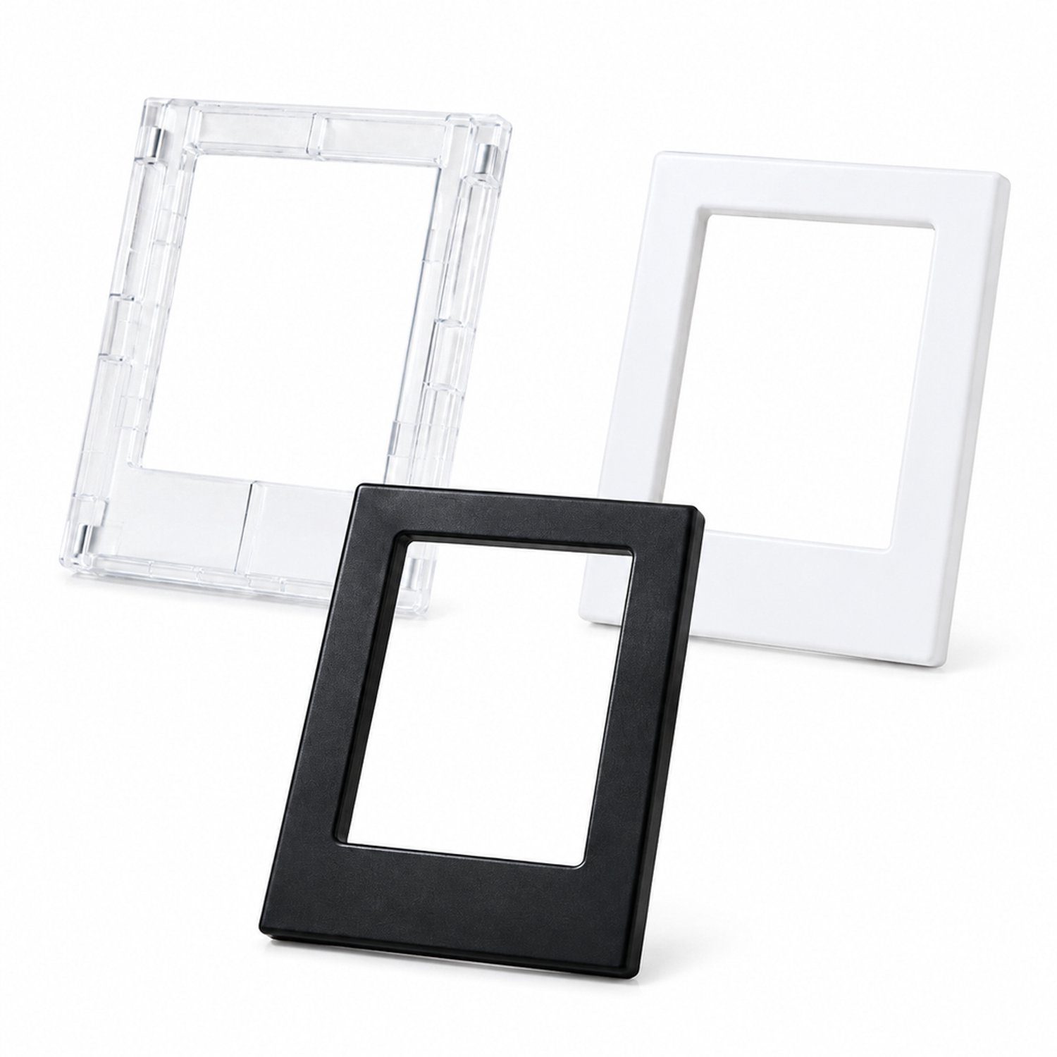 SWGOTA Magnetische fotolijsten voor de koelkast, set van 3, 65 x 88 mm, zwart, wit en transparant, ABS, zonder glas