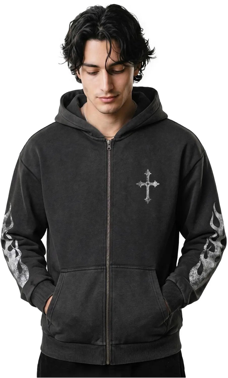 Hooded sweatshirt met rits Mister Tee Vintage Cross Magnet