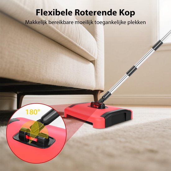 Handmatige tapijtveger rolveger zonder stroom, drielaagse zachte borstel, 180° draaibare kop, tapijtreiniger voor dierenhaar, vuil en kruimels — afbeelding 3
