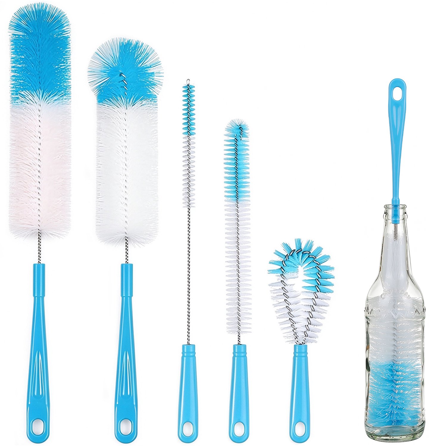 5 stuks multifunctionele flessenrager set, kras‑ en BPA‑vrij - Handige schoonmaakborstel - Geschikt voor allerlei oppervlakken voor thuisgebruik in de keuken