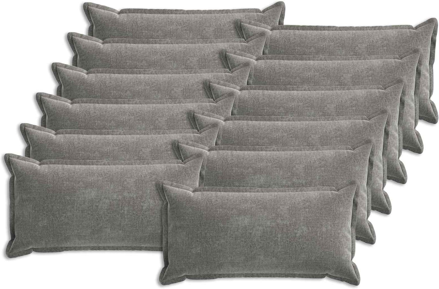 vidaXL Dekenkussen - 12 - st - HOUTEN - Donkergrijs - 40 - x - 80 - cm - Chenille - Stof