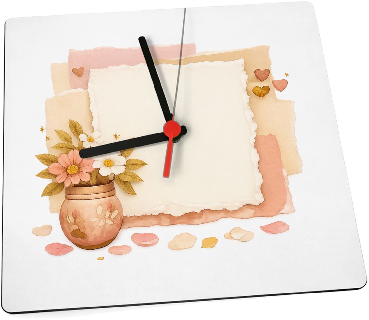 Mr Cadeautjes Klok 19 x 19 - design Een zachte, luxe collage met een positieve affirmatie in het | cadeau Wit