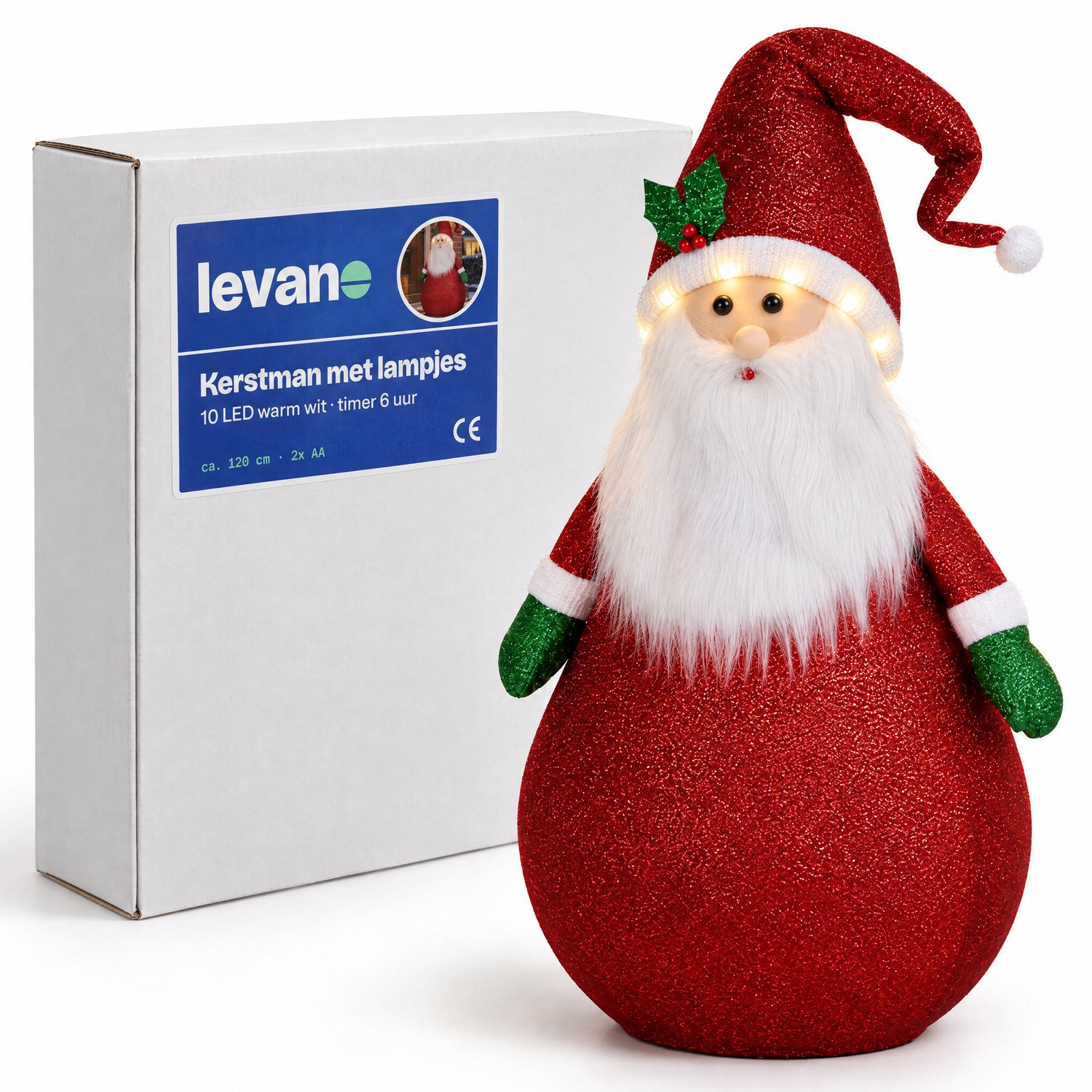 Levano Kerstversiering - Kerstdecoratie voor Binnen - Kerstman met Kerstlampjes - Kerstfiguren Buiten - Kerst Buitenverlichting - Kerstbeelden - Kerstfiguur LED - Kerstdecoratie Tuin - Kerstman op Batterij - LED Kerstverlichting met Timer – foto 8