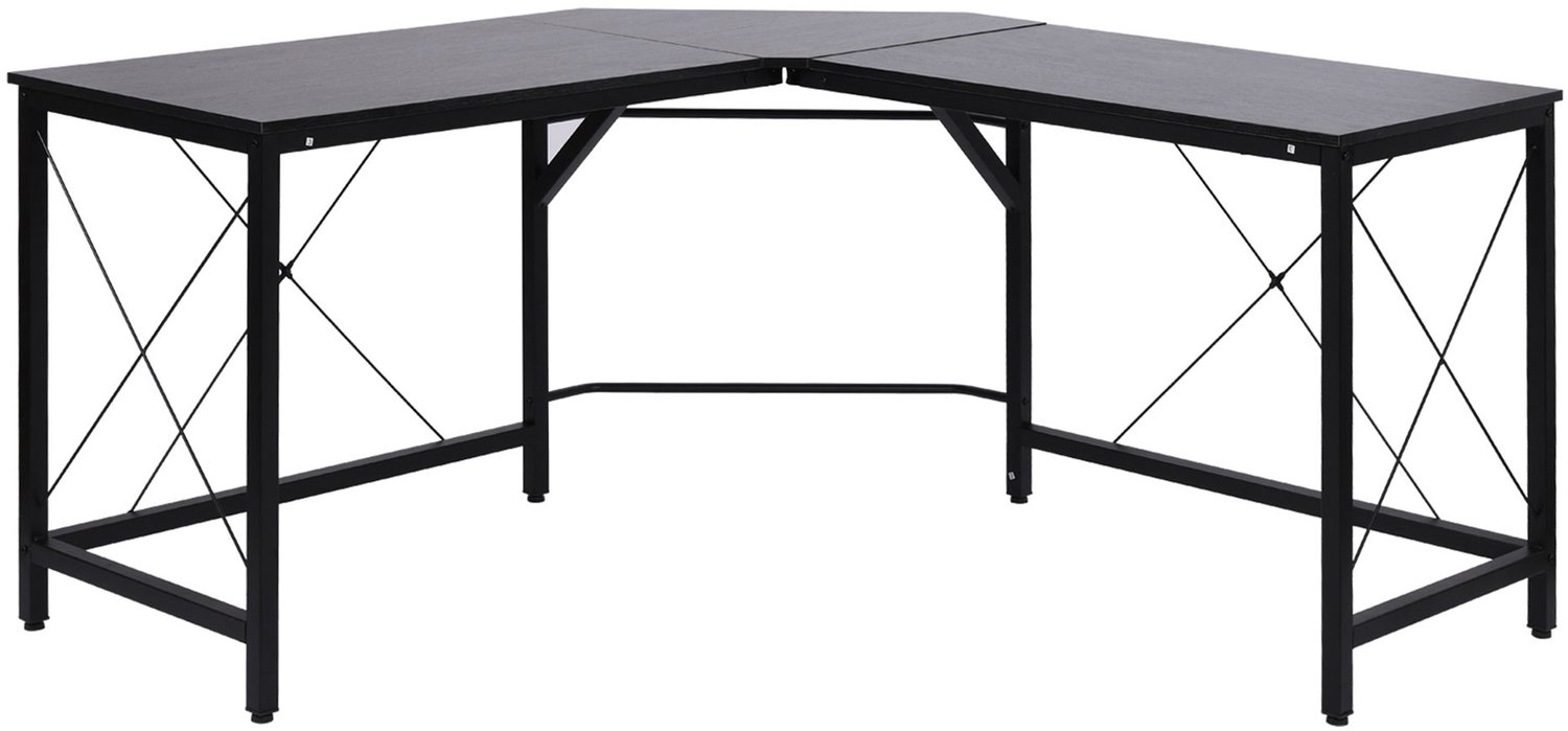 Lunpog Bureau - L-vormig hoekbureau, Zwarte MDF hoektafel - Geschikt voor kleine werkplekken - 150 x 150 x 76 cm - Zwart Schwarz