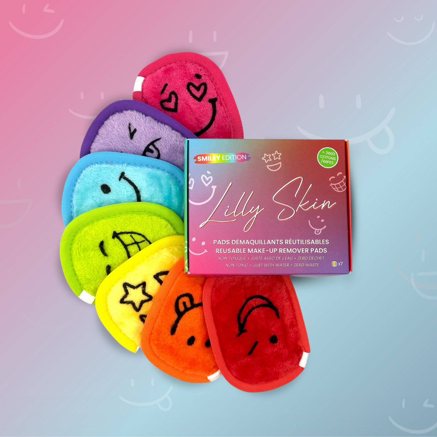 Lilly Smiley Edition - Herbruikbare make-up remover pads