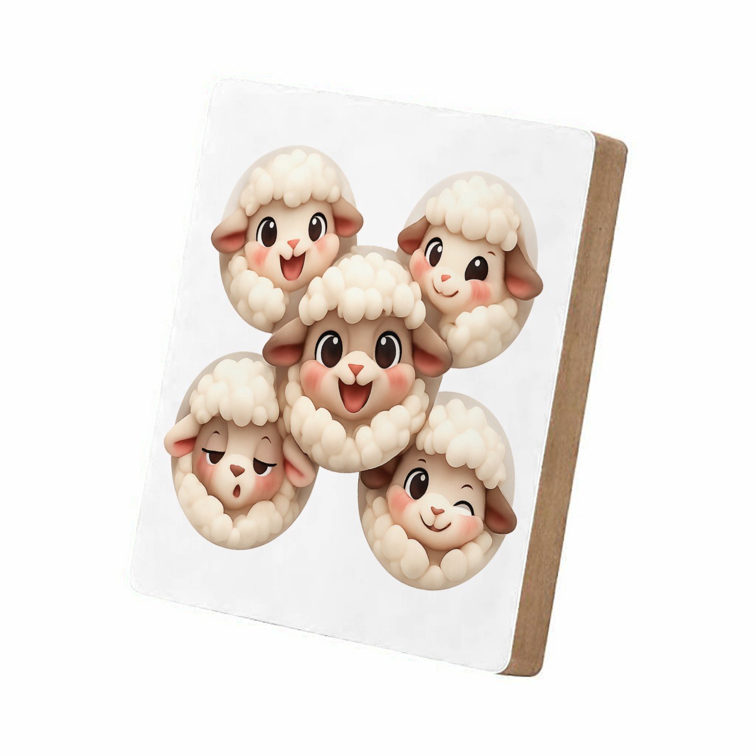 Mr Cadeautjes MDF staande fotolijst 15,2 x 15,2 - design Speelse dierenportretten in een verzamelserie met ronde kade | cadeau Wit