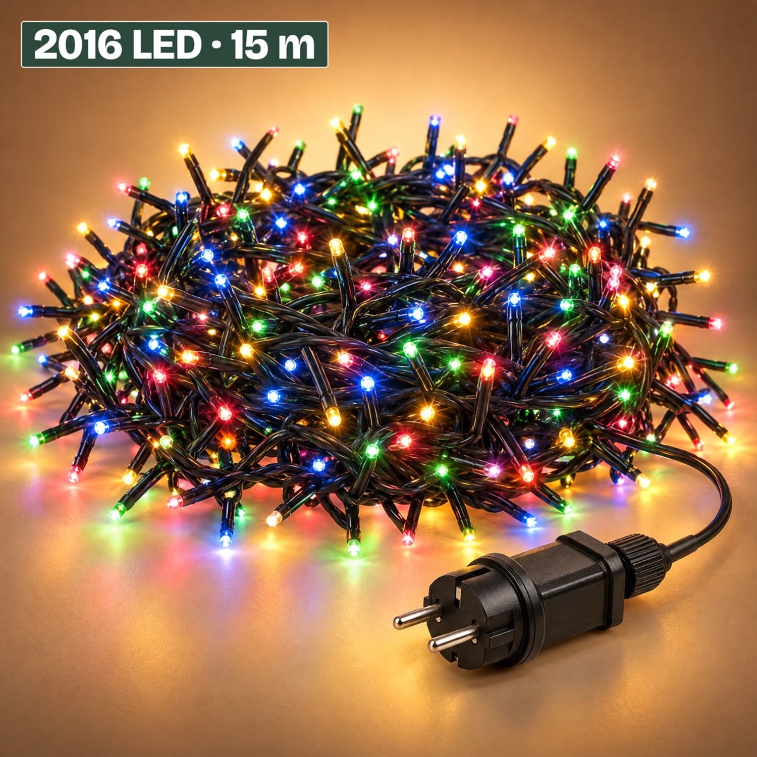 Levano Kerstverlichting 2016 LED 14,6 m Multicolor - Kerstboomverlichting - Clusterverlichting voor Binnen en Buiten - Lichtsnoer Buiten - Kerstlampjes Gekleurd - LED Verlichting - Lichtslinger - Buitenverlichting Kerst - Sfeerverlichting - IP44